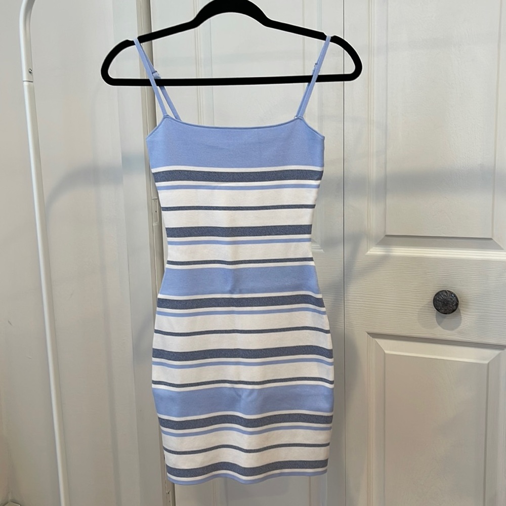 By the way blue/white striped bodycon tank dress in size small